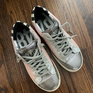 P448 Pink and Silver Sneakers Casual Style!
